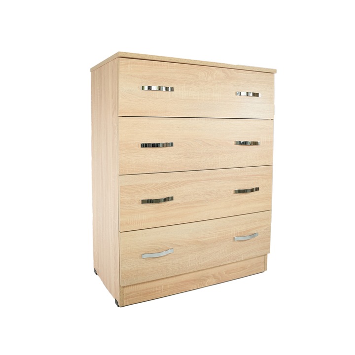 Comoda 4 sertare Ramely, Sonoma 80x50x105 cm
