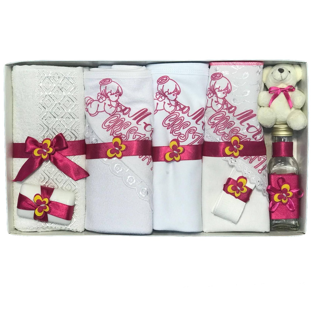 Set botez din 9 piese, fuchsia