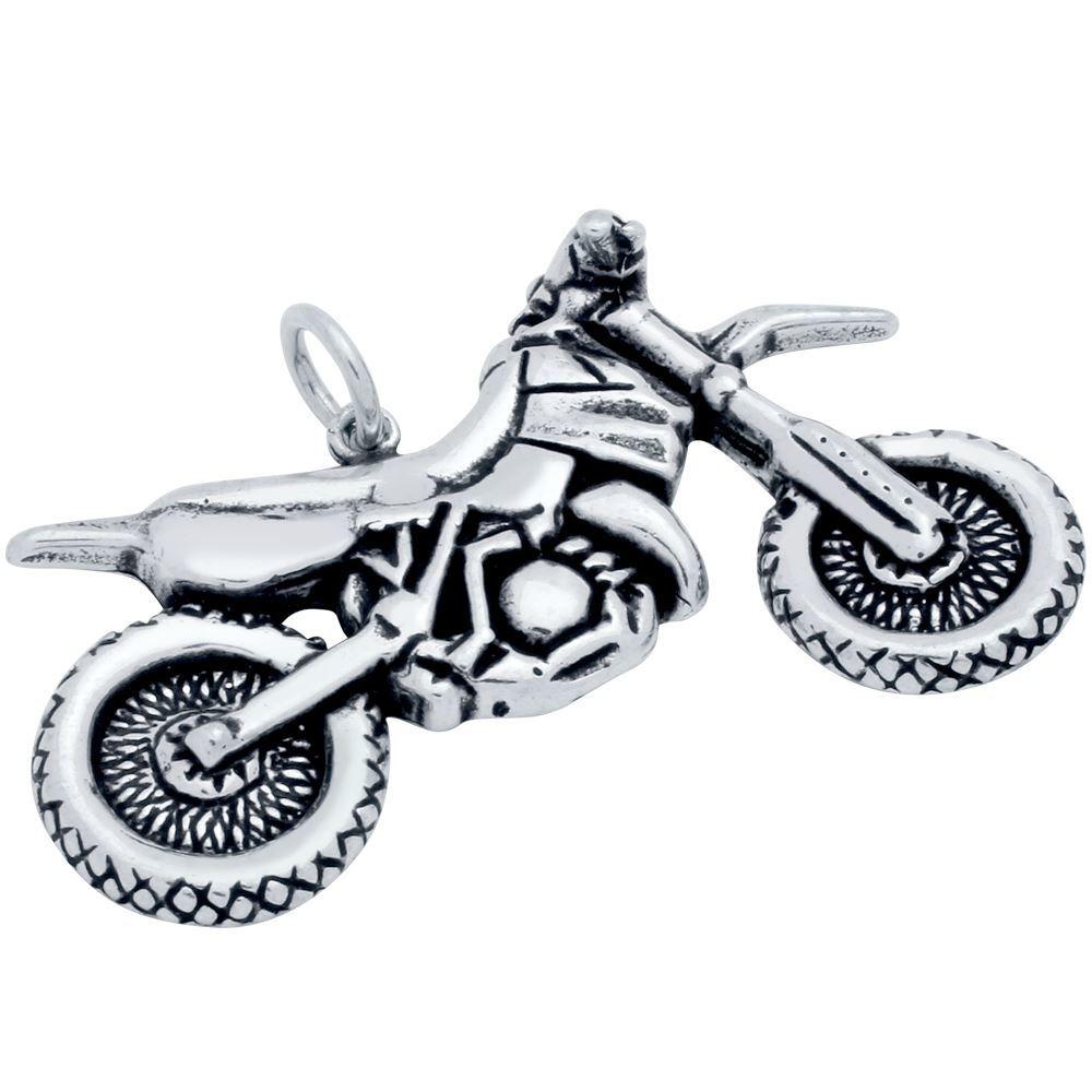 Pandantiv biker din argint 925 motocicleta mare PSX0610 - BeSpecial Argintiu