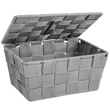Cutie depozitare Wenko Adria Gray pentru accesorii baie, 19 x 14 x 10 cm, Gri Cutie depozitare Wenko Adria Gray pentru accesorii baie, 19 x 14 x 10 cm, Gri