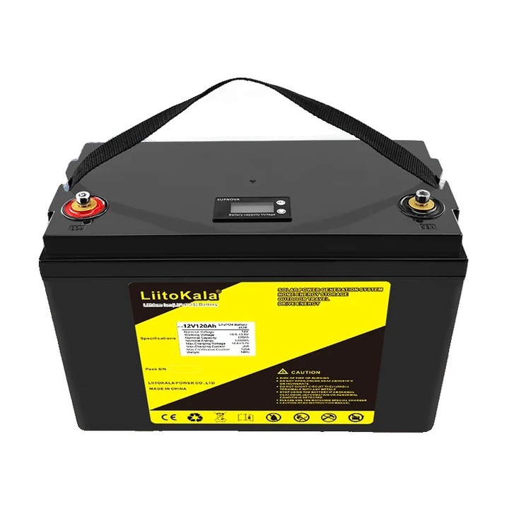 Батерия LiFePO4 12V 120Ah, голям капацитет, компактен дизайн, 340x180x226mm
