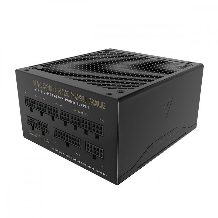 Surse PC MODECOM Volcano HEX 750W, ATX 3.1, 80Plus Gold, modular, 14cm ventilator