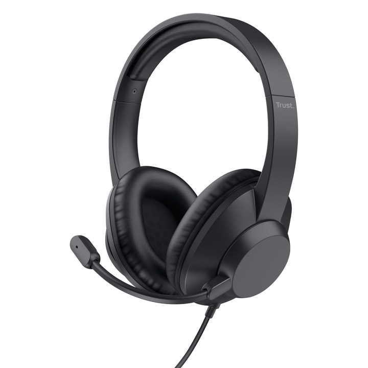 Trust Ayda Max PC fejhallgató, Vezetékes, Fejpántos, 20-20000 Hz, USB Type-C / USB Type-A, Fekete