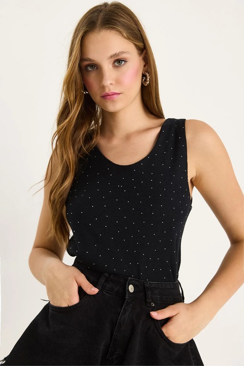 Bluza dama, HiCCUP, Jerseu, Negru, Floral