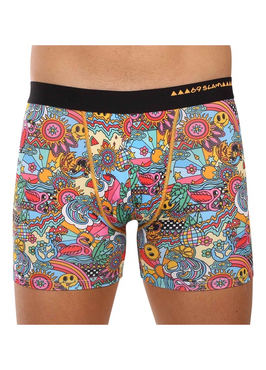 Boxeri barbati 69SLAM, lungi, multicolor, microfibra, XL INTL