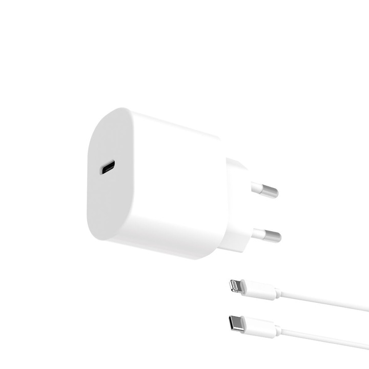 Contact fali töltő, 20 W, fehér, USB-C, 1 m kábel