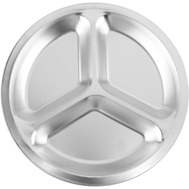 Farfurii din inox, ONNOLEEY, set 3 bucati, rotunde, rezistente la rugina, usor de curatat