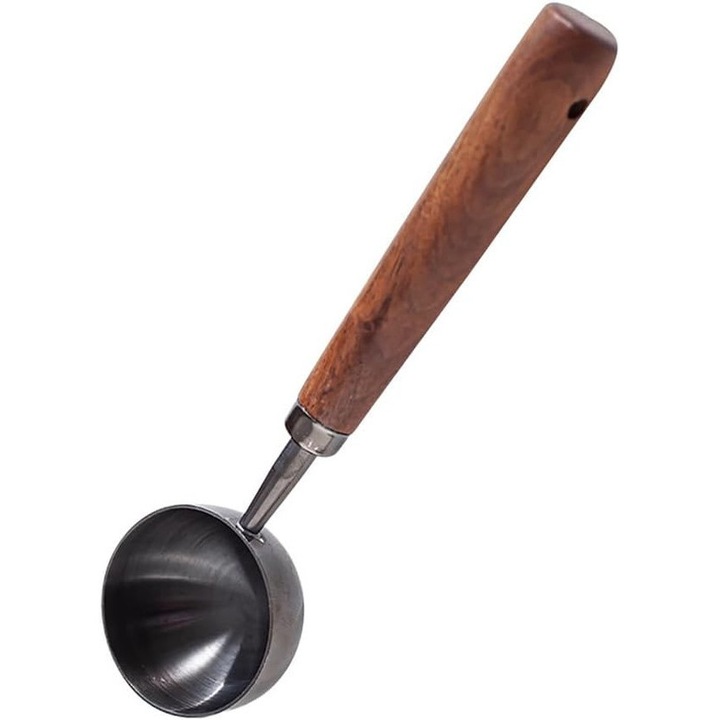 Lingura de masurat cafea cu maner lung, ONNOLEEY, lemn masiv, capacitate 10g, maner nuc