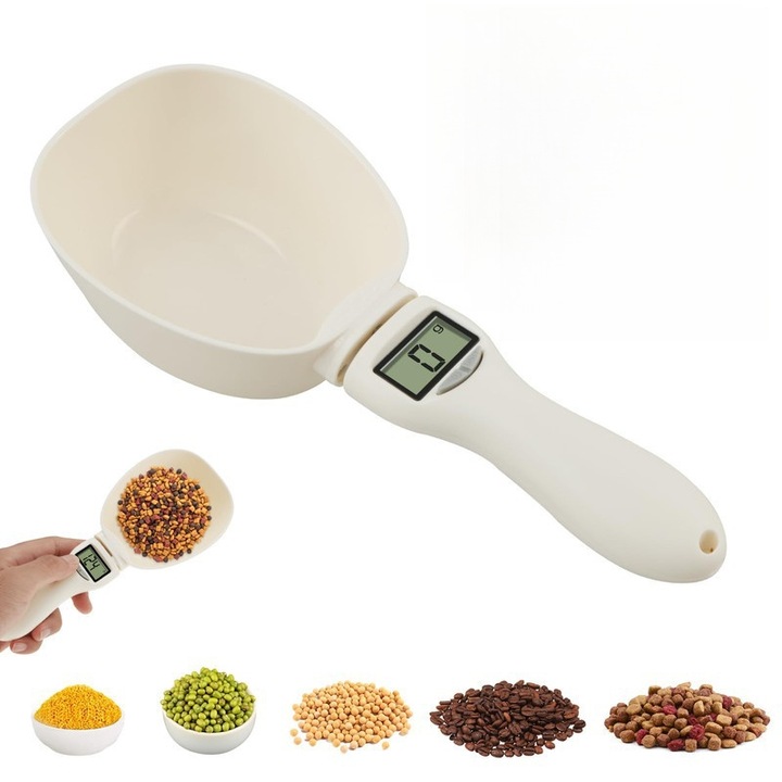 Lingura de masurare electronica ONNOLEEY, 800g/1g, cu display LED, maner detasabil, pentru alimente de animale, faina