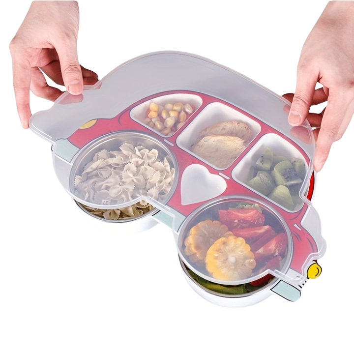 ONNOLEEY vidám étkészlet tinédzsereknek, piros rozsdamentes acél uzsonnás doboz, 1 rekeszes