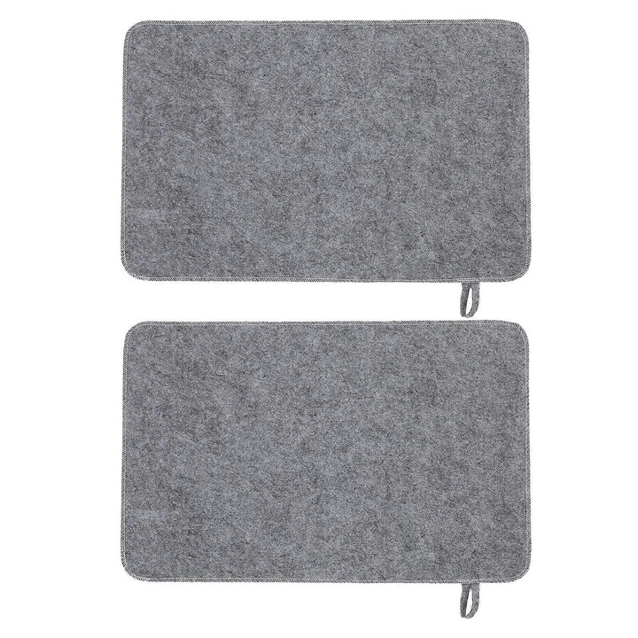 Set 2 perne din fetru pentru sauna, gri, 49.50x33.00x0.20cm