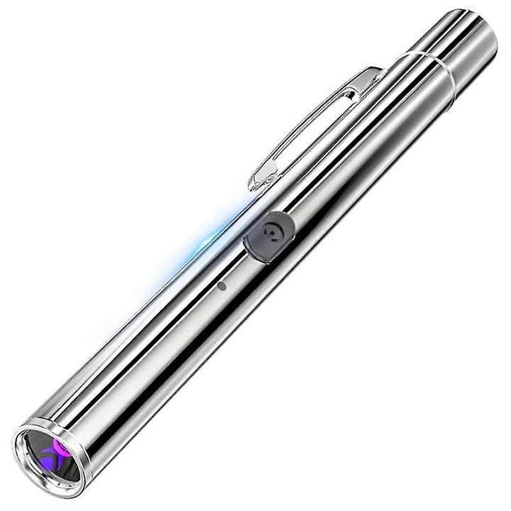 Фенер за откриване на котки/кучета, метален, сребрист, 12.5x1.3см, комплект с USB кабел