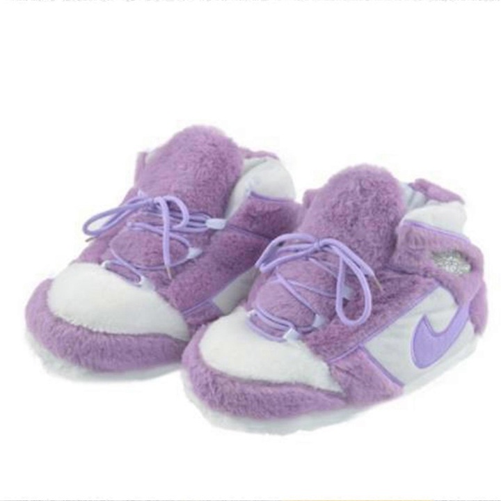 Papuci dama, pufosi, antiderapanti, calzi, plus bumbac PP, Mov, One Size INTL