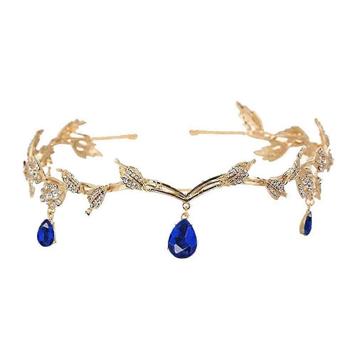 Булчинска тиара от сплав с кристали, ретро аксесоари с камъни, цвят шампанско, комплект за жени