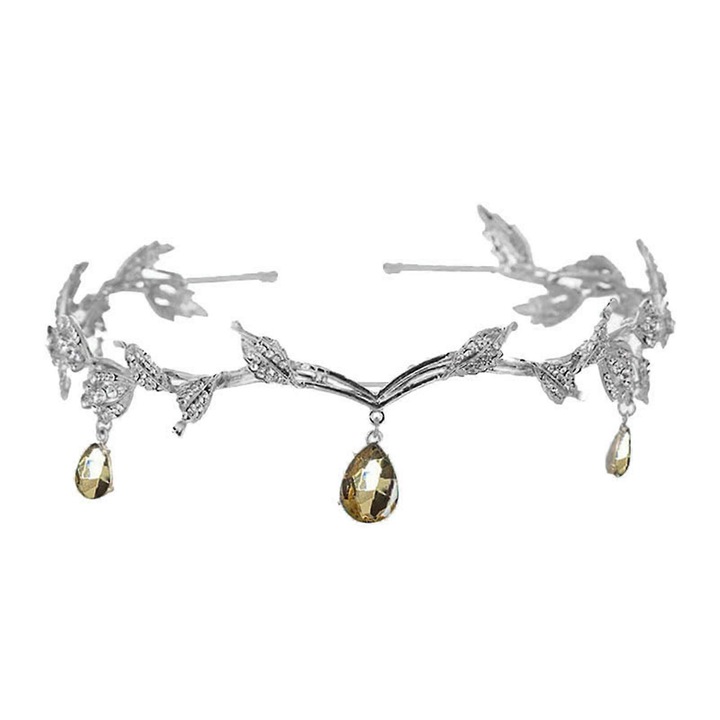 Булчинска тиара с кристали, аксесоари за коса от сплав, ретро дизайн, цвят шампанско, различни размери