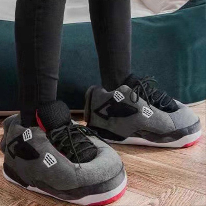 Дамски зимни чехли, сиви, от PP памук, удобни, противоплъзгащи, Един размер INTL