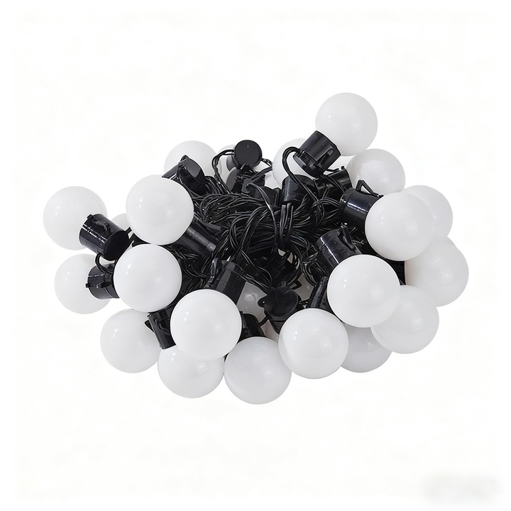 Lampi Zana LED Exterioare 10m 40 Lumini, Impermeabile Becuri Albe Calde, Decor Balcon Gradina