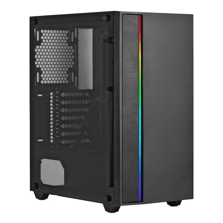 Carcasa Spire Vision 7038, sticla securizata, RGB, neagra, 460x410x215mm