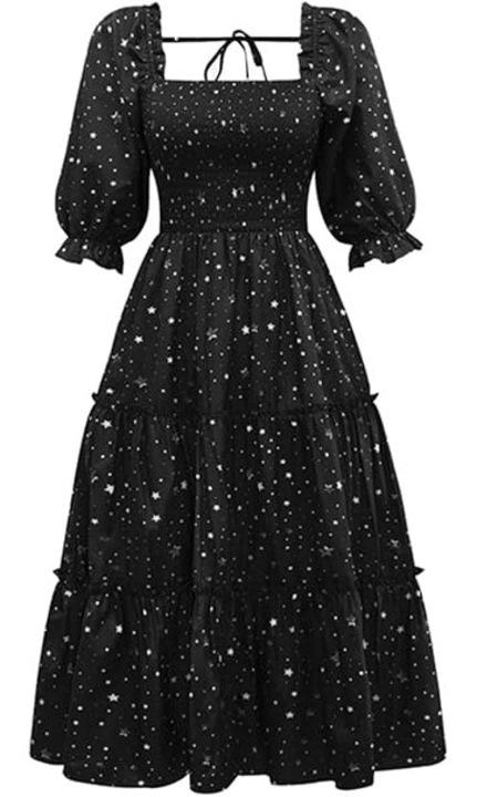 Rochie dama Ocean Plus, poliester, maneci bufante, negru