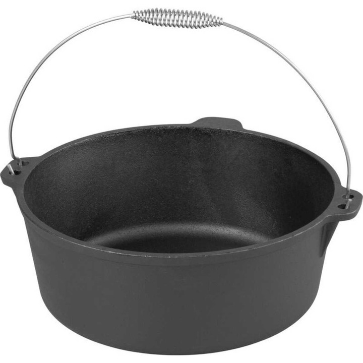 Oala de Fonta Mercaton, cu Maner din Inox, 10 L, 34x14 cm, Negru