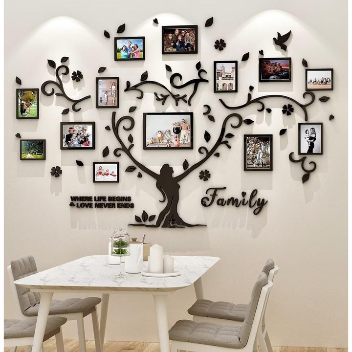 Fali matrica Fa Családfa Fali matrica - 3D DIY Fali matricák 15X20 13X18 10X15 Fali dekoráció Dekorációs Fali matrica Fa Nappali Hálószoba Kanapé Fali képek Fekete (1