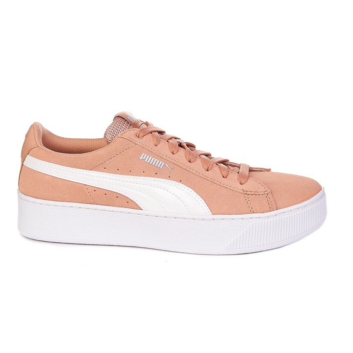 Pantofi sport dama, Puma, Vikky Platform, piele intoarsa, coral, 40.5 EU