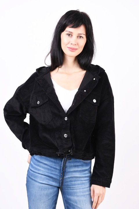 Geaca raiata oversize Global, Negru, Only, Marimea M 38 EU