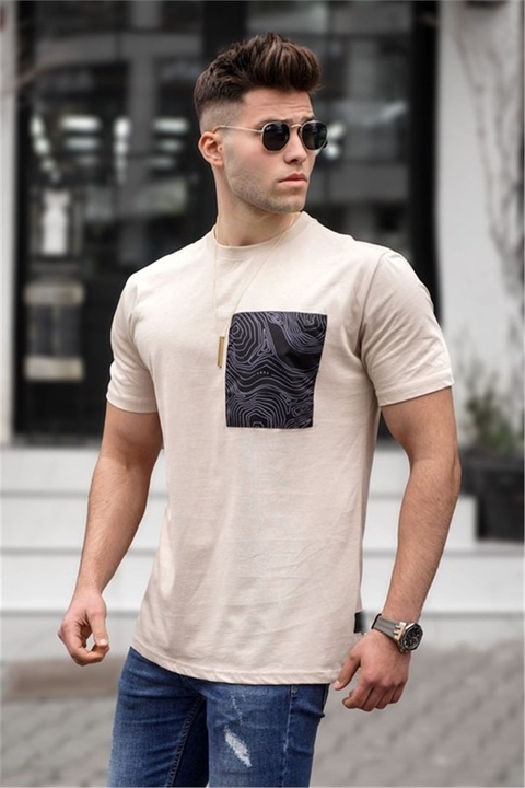 Мъжки тениски, Madmext, 324670, Бежов, XL