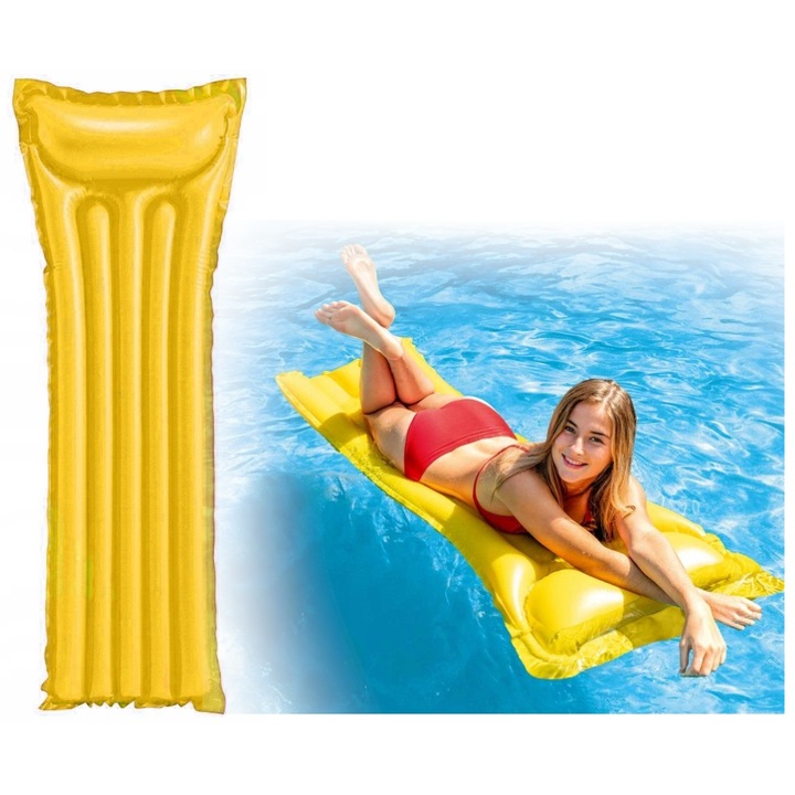 Saltea gonflabila Intex, 183x69cm, galben, pentru plaja si piscina