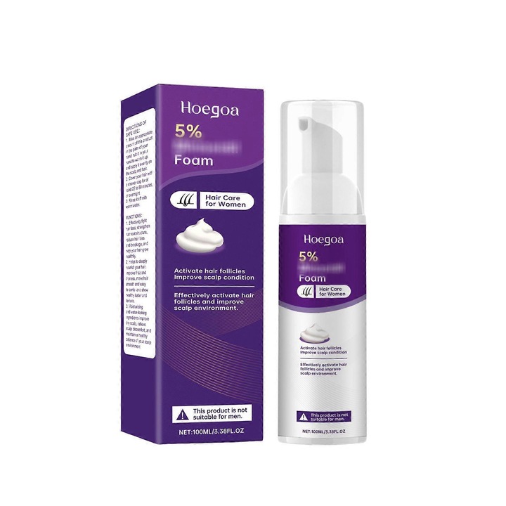 Spuma cu 5% Minoxidil, activeaza foliculii, imbunatateste starea scalpului, 100 ml, Hoegoa