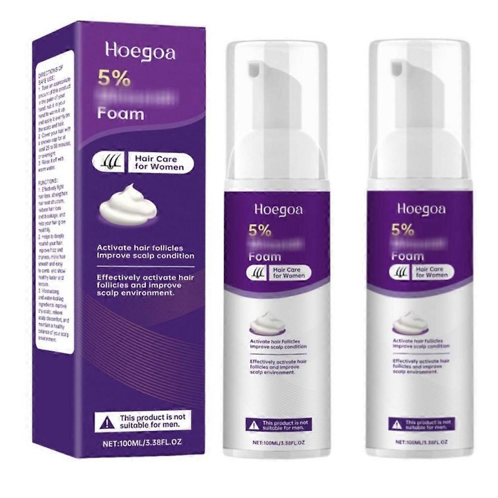 Spuma cu 5% Minoxidil, activeaza foliculii, imbunatateste starea scalpului, 100 ml, 2 buc, Hoegoa