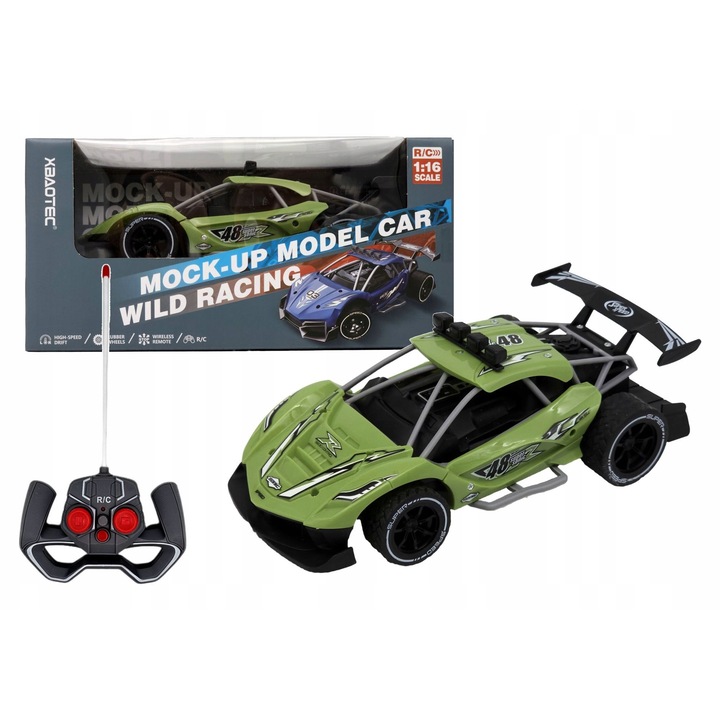 Радиоуправляема кола Kathay-Haster, модел Wild Racing 2, зелена, 22 см, комплект с USB кабел