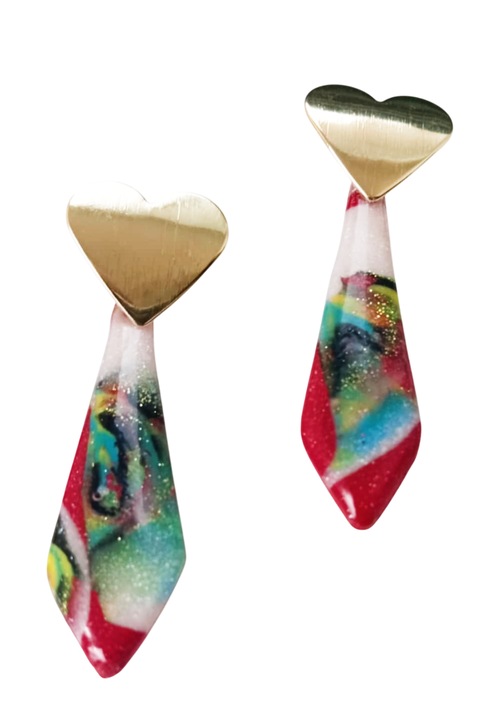 Cercei din lut polimeric, realizati manual, multicolor, 6x1, 5cm