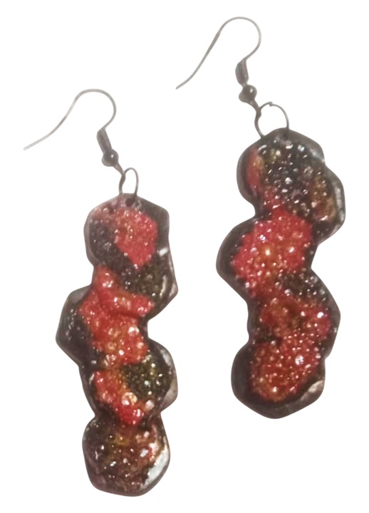 Cercei din lut polimeric, realizati manual, multicolor, 7x1, 5cm