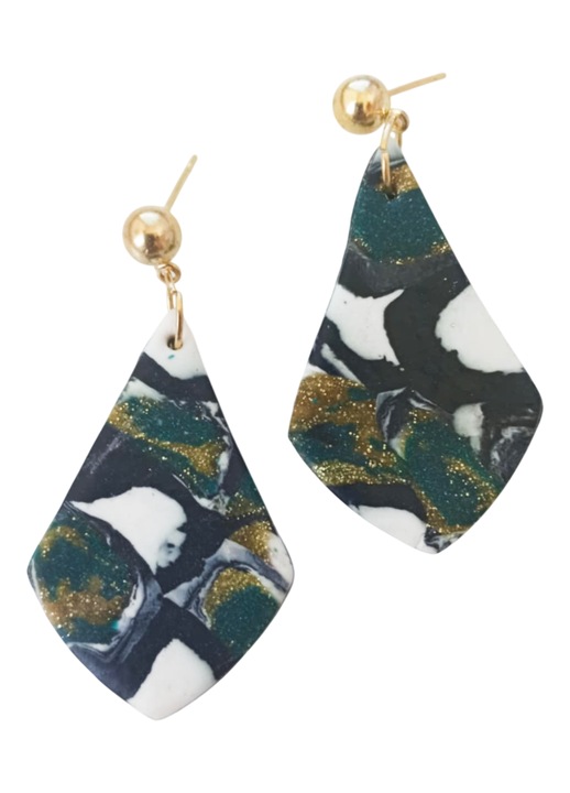 Cercei din lut polimeric, realizati manual, multicolor, 5x2 cm