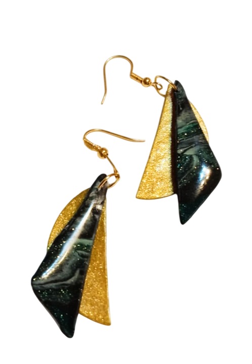 Cercei din lut polimeric, realizati manual, multicolor, 6x1,5 cm