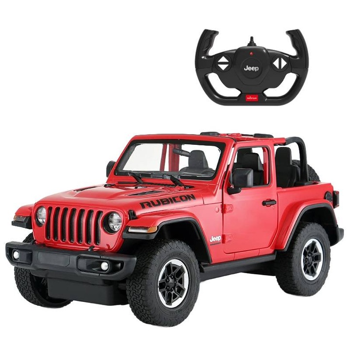 Jeep Wrangler JL R/C, model Rastar 79400, 1:14, rosu, 30cm