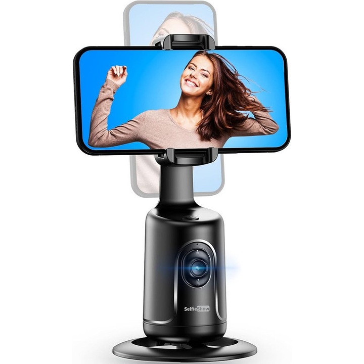 Stabilizator Telefon A200 cu Urmarire Automata 360° si Lumina LED – Ideal pentru TikTok, si Streaming Live Suport telefon cu urmarire automata, trepied cu urmarire automata a fetei, stick selfie inteligent multifunctional portabil