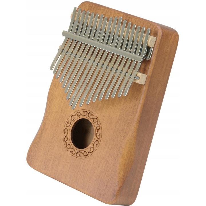 Kalimba MusicMate 17 hang, mahagóni fa, teljes tartozékkészlet, 13x18x6cm, natúr