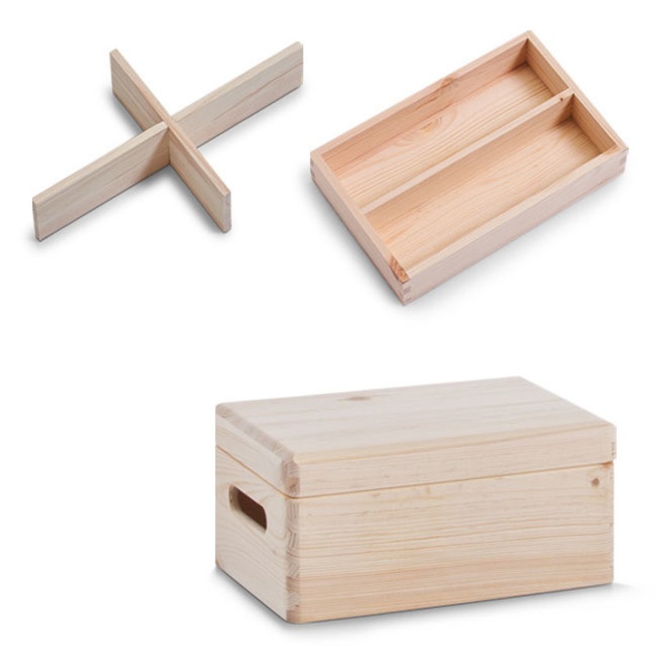 Cutie depozitare cu capac Zeller, Lemn, 9L, 14x30 cm, Maro deschis