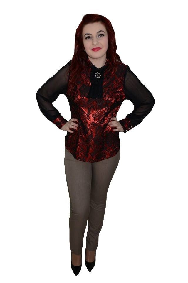 Pantaloni eleganti , cu talie joasa,D&j Exclusive, Maro