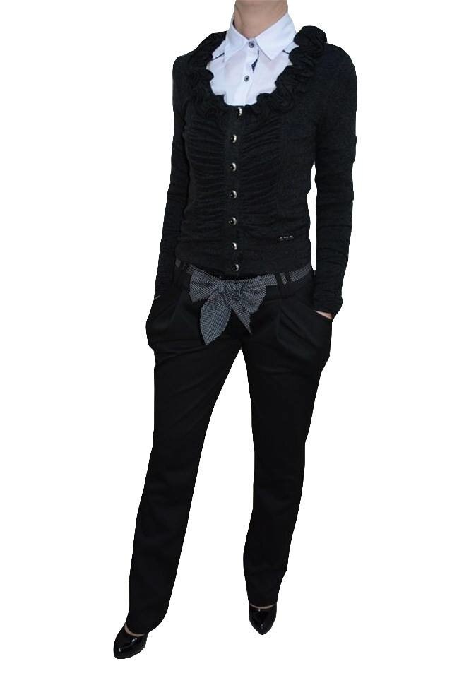 Pantaloni cu buzunare laterale aplicate,D&J Exclusive, Negru, 38