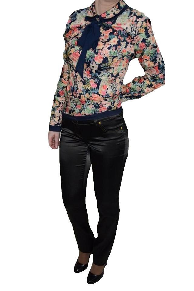 Pantaloni tineresc, cusaturi aurii,D&J Exclusive, Negru, 40