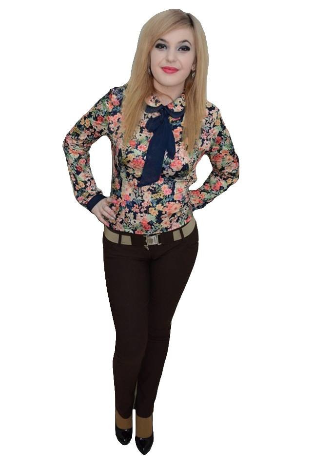 Pantaloni tineresc, cu insertii de cusaturi,D&J Exclusive, Maro