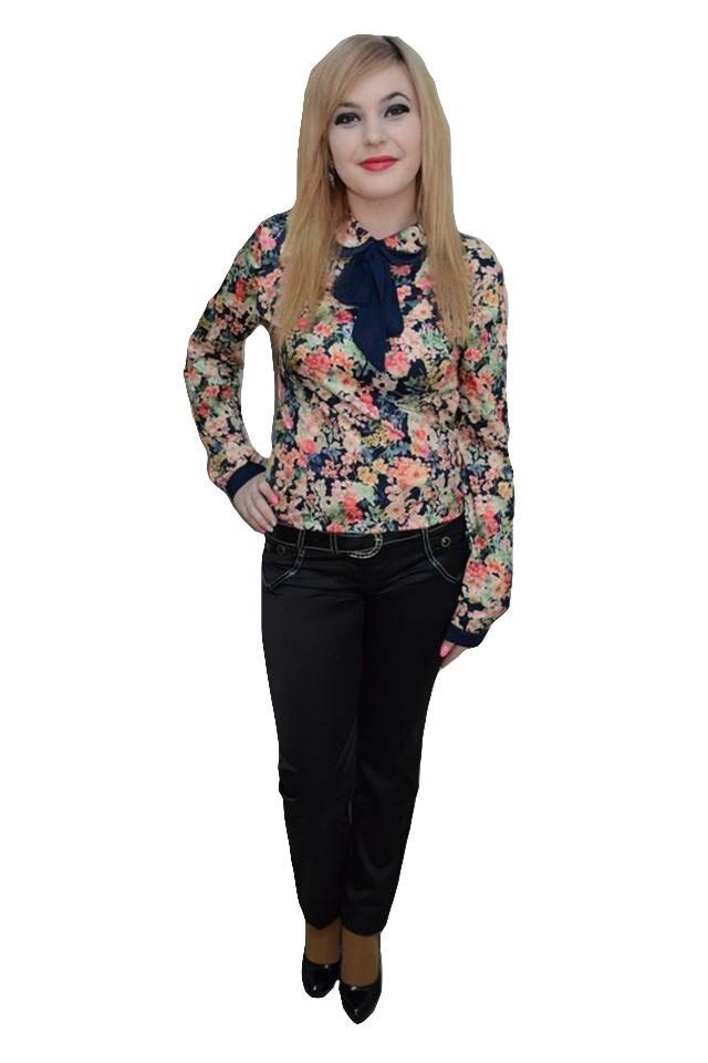 Pantaloni casual, din saten , cu design modern, D&J Exclusive, Negru