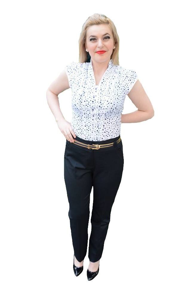 Pantaloni lungi model casual, pentru vara,D&J Exclusive, Albastru marin