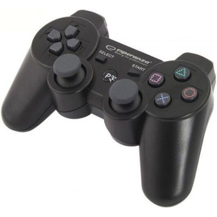 Gamepad Bluetooth, PS3, 12 butoane, vibratii, negru, Esperanza Marine