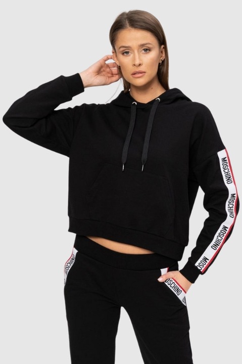 Hanorac dama ZUA1714 9020, Moschino, Negru, Bumbac/Elastan, XS INTL