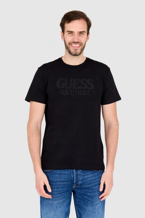 Мъжка тениска, GUESS, черна, памук - 65754, Черен