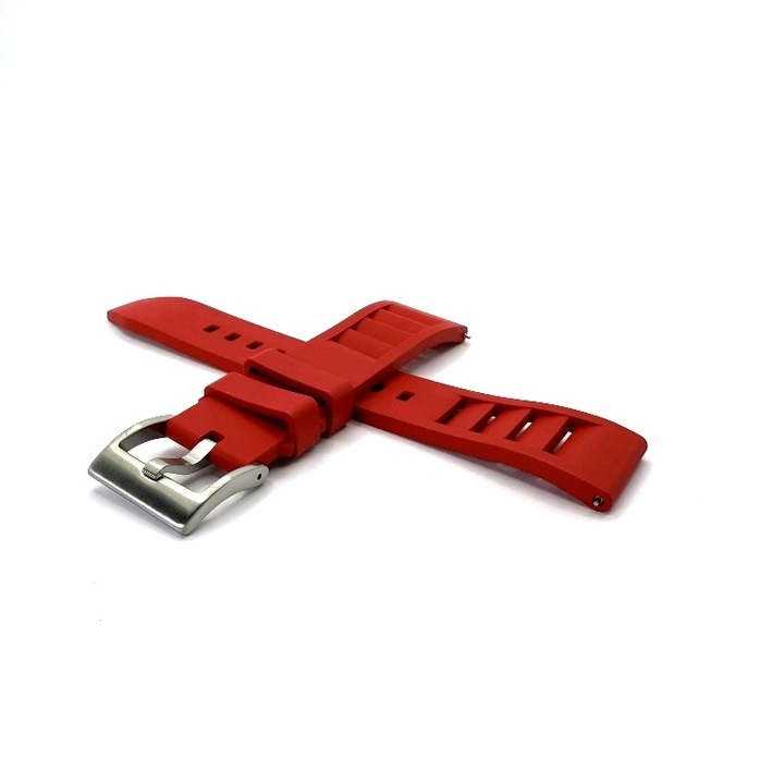 Curea ceas si smartwatch sport silicon21 premium Richard 22mm rosu cu telescoape quick release